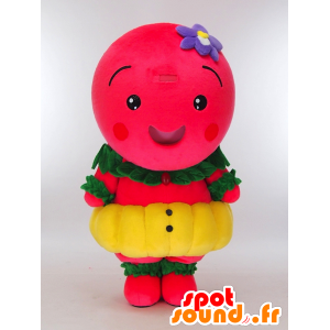 Mascot Castelo Mahy, o homem-de-rosa, tudo redondo amarelo e verde - MASFR27284 - Yuru-Chara Mascotes japoneses