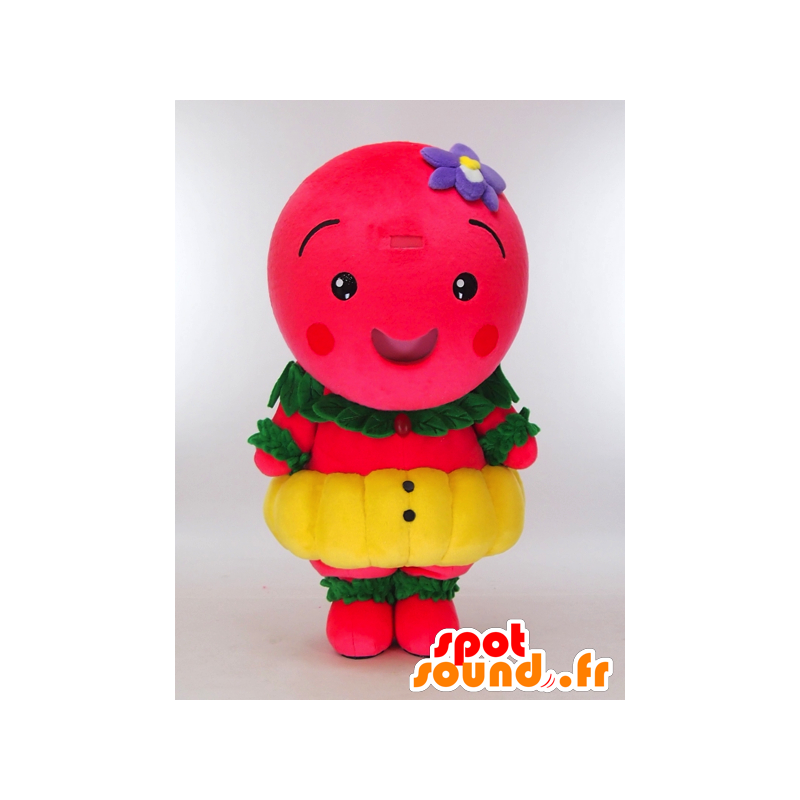 Castello Mahy mascotte, pupazzo di neve rosa, tutto tondo giallo e verde - MASFR27284 - Yuru-Chara mascotte giapponese