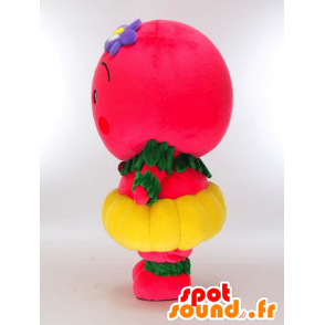 Castello Mahy mascotte, pupazzo di neve rosa, tutto tondo giallo e verde - MASFR27284 - Yuru-Chara mascotte giapponese