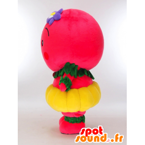 Mahy Castle mascot, pink snowman, all round yellow and green - MASFR27284 - Yuru-Chara Japanese mascots