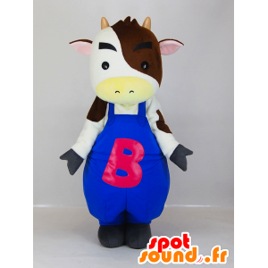 Mascote vaca branca e azul macaco castanhos - MASFR27285 - Yuru-Chara Mascotes japoneses