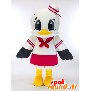 Mascotte d'Ekopo chan, mouette blanche, grise et jaune, géante - MASFR27287 - Mascottes Yuru-Chara Japonaises