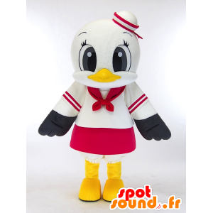 Mascot Ekopo chan, ivoor zeemeeuw, grijs en geel, reuze - MASFR27287 - Yuru-Chara Japanse Mascottes
