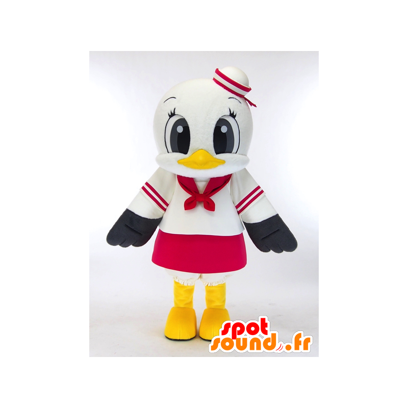 Mascotte d'Ekopo chan, mouette blanche, grise et jaune, géante - MASFR27287 - Mascottes Yuru-Chara Japonaises