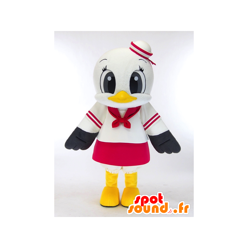 Mascot Ekopo chan, slonoviny Gull, šedé a žluté, obří - MASFR27287 - Yuru-Chara japonské Maskoti