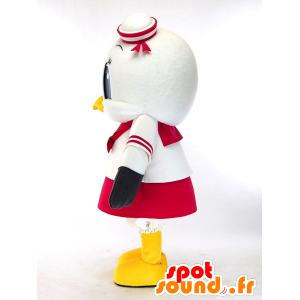 Mascotte d'Ekopo chan, mouette blanche, grise et jaune, géante - MASFR27287 - Mascottes Yuru-Chara Japonaises