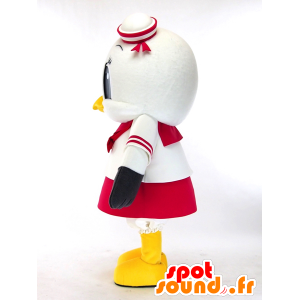 Mascot Ekopo chan, gaivota marfim, cinza e amarelo, gigante - MASFR27287 - Yuru-Chara Mascotes japoneses