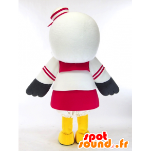Mascotte d'Ekopo chan, mouette blanche, grise et jaune, géante - MASFR27287 - Mascottes Yuru-Chara Japonaises