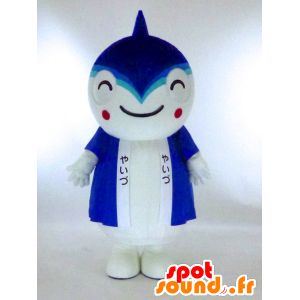 Yai-chan Maskottchen, blauer und weißer Hai mit einem blauen Kittel - MASFR27289 - Yuru-Chara japanischen Maskottchen