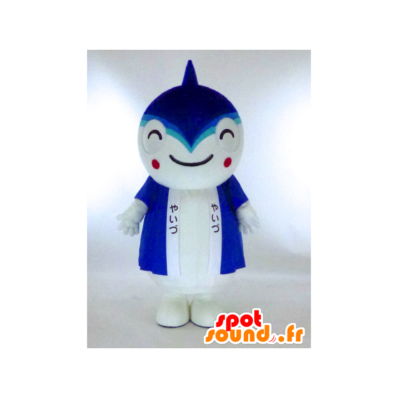 Mascota Yai-chan, tiburón azul y blanco con una túnica azul - MASFR27289 - Yuru-Chara mascotas japonesas