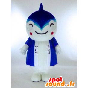 Yai-chan mascot, blue and white shark with a blue tunic - MASFR27289 - Yuru-Chara Japanese mascots