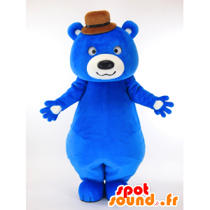 Mr Thick mascot, big blue teddy bear with a hat - MASFR27291 - Yuru-Chara Japanese mascots