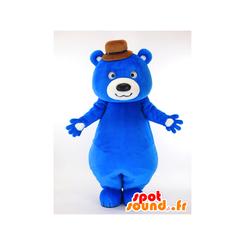 Mr Thick mascot, big blue teddy bear with a hat - MASFR27291 - Yuru-Chara Japanese mascots