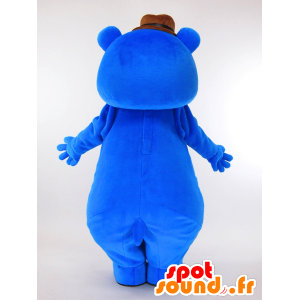 Mr Thick mascot, big blue teddy bear with a hat - MASFR27291 - Yuru-Chara Japanese mascots