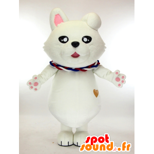 Inu-kko ​​street maskot, hvid og lyserød hund, meget sød -