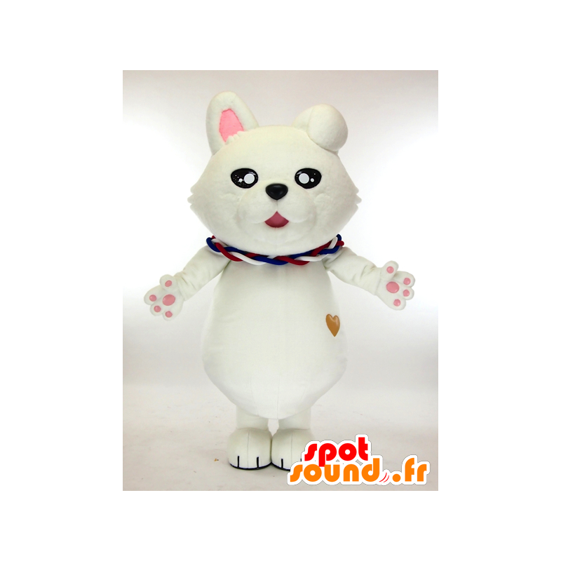 Inu-kko ​​gatemaskot, vit och rosa hund, väldigt söt -