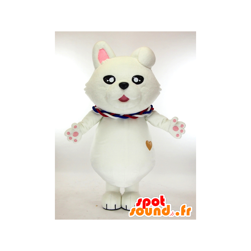 Mascot Inu-kko ​​straat, wit en roze hond, heel schattig - MASFR27292 - Yuru-Chara Japanse Mascottes