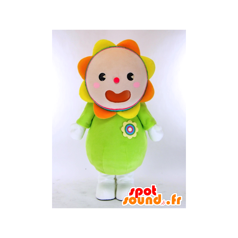 Arancione e giallo fiore gigante mascotte verde - MASFR27293 - Yuru-Chara mascotte giapponese