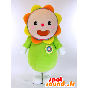 Jätte orange och grön gul blommamaskot - Spotsound maskot