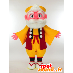 Mascotte de Kamuten Sinjo, vieil homme barbu en tenue colorée - MASFR27296 - Mascottes Yuru-Chara Japonaises