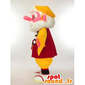 Kamuten Sinjo maskot, skægget gammel mand i farverigt tøj -