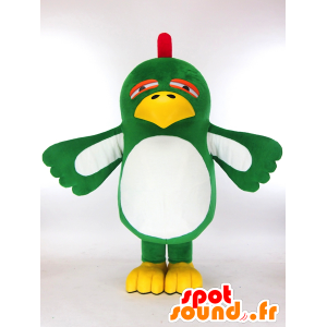 Mascot grünen, weißen und gelben Vogel mit einem Spaß Luft - MASFR27300 - Yuru-Chara japanischen Maskottchen