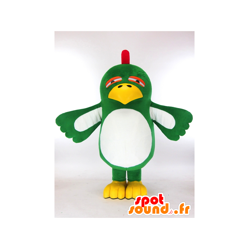 Mascot grünen, weißen und gelben Vogel mit einem Spaß Luft - MASFR27300 - Yuru-Chara japanischen Maskottchen