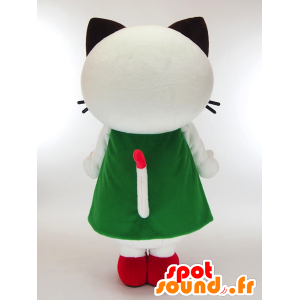 Popo-chan mascot, pink and white cat with a green dress - MASFR27301 - Yuru-Chara Japanese mascots