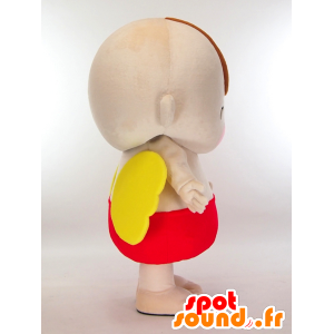 Baby maskot med röda byxor och gula vingar - Spotsound maskot