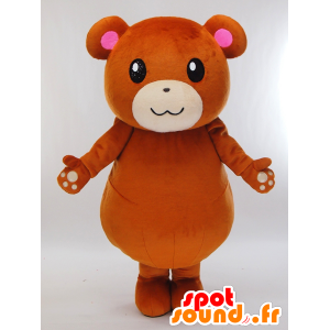 Mascotte de Ku-chan, nounours marron, rose et blanc de Kitakyushu - MASFR27303 - Mascottes Yuru-Chara Japonaises