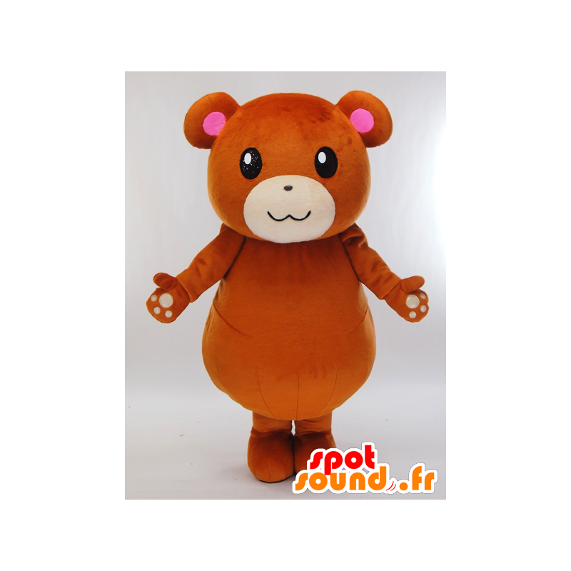 Ku-chan mascotte, bruine teddyberen, roze en wit Kitakyushu - MASFR27303 - Yuru-Chara Japanse Mascottes