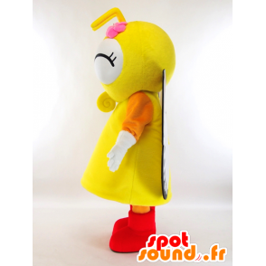 Yellow butterfly mascot, orange and black with big eyes - MASFR27304 - Yuru-Chara Japanese mascots