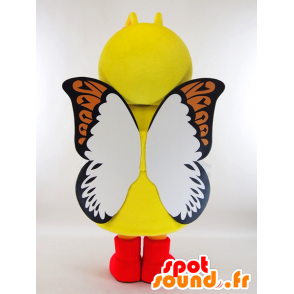 Yellow butterfly mascot, orange and black with big eyes - MASFR27304 - Yuru-Chara Japanese mascots