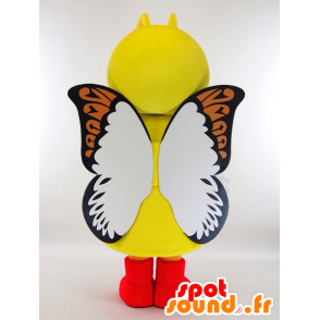 Žlutý motýl maskot, oranžové a černé s velkýma očima - MASFR27304 - Yuru-Chara japonské Maskoti