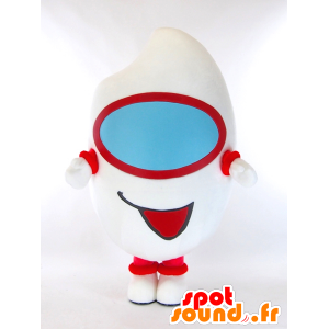 Mascot Paddy Mamoru, white alien, red and blue - MASFR27305 - Yuru-Chara Japanese mascots