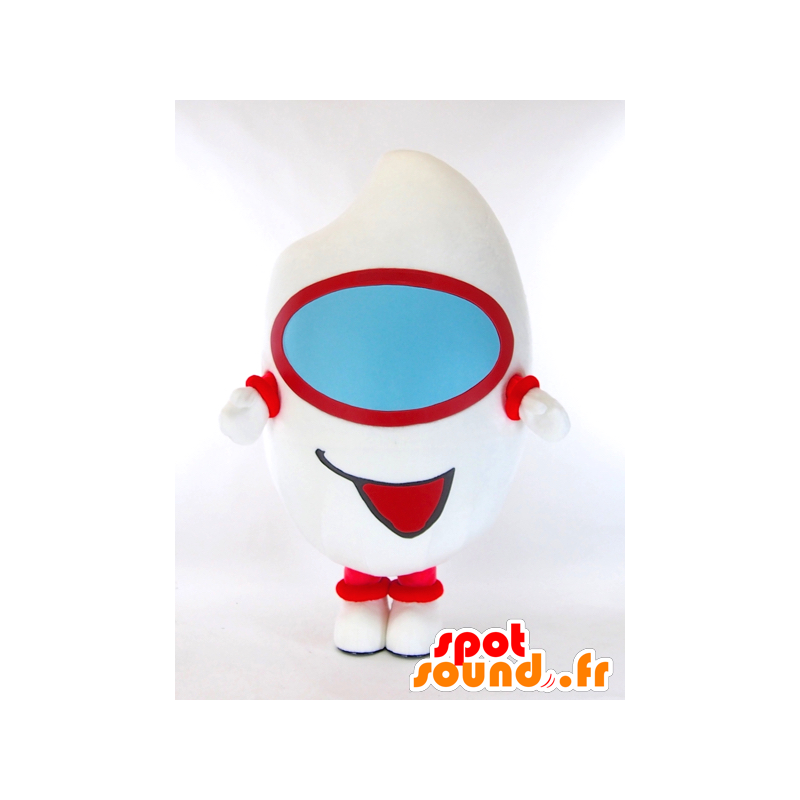 Mascot Paddy Mamoru, white alien, red and blue - MASFR27305 - Yuru-Chara Japanese mascots