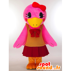 Ala-chan mascota vestida de pato de color rosa un bonito vestido - MASFR27306 - Yuru-Chara mascotas japonesas