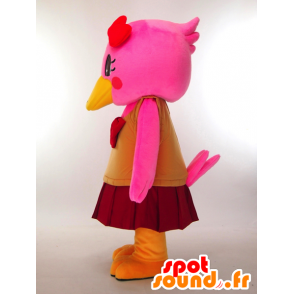 Wing-chan Maskottchen gekleidet rosa Ente ein hübsches Kleid - MASFR27306 - Yuru-Chara japanischen Maskottchen