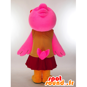 Wing-chan Maskottchen gekleidet rosa Ente ein hübsches Kleid - MASFR27306 - Yuru-Chara japanischen Maskottchen