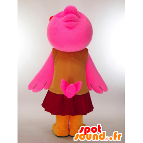 Wing-chan maskot kledd rosa and med en pen kjole - MASFR27306 - Yuru-Chara japanske Mascots