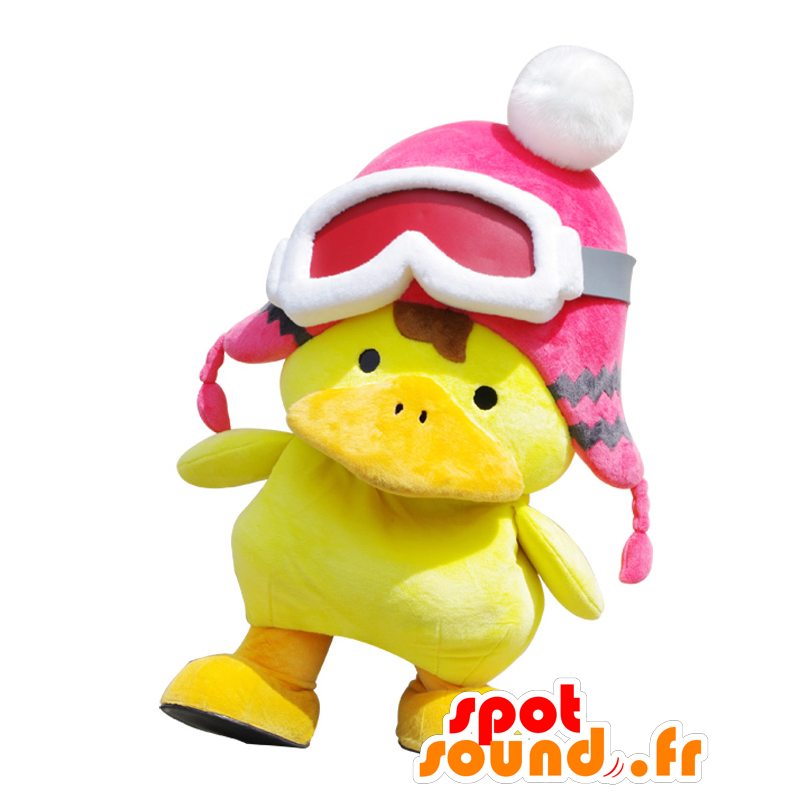 Kunio mascote, pato amarelo e laranja com um figurão - MASFR27307 - Yuru-Chara Mascotes japoneses