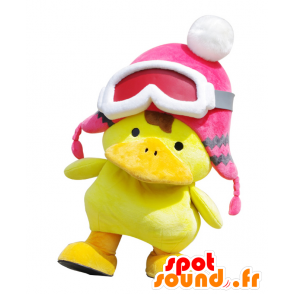 Kunio Maskottchen, gelbe Ente und Orange mit einem big shot - MASFR27307 - Yuru-Chara japanischen Maskottchen