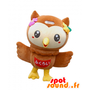 Mascot Fuppi, ugle, brun og gul ugle - Spotsound maskot kostume