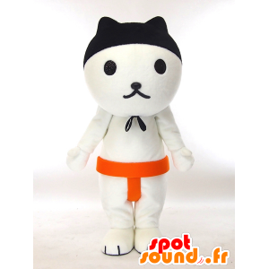 Hvit og svart katt maskot, Sumo Okayama - MASFR27309 - Yuru-Chara japanske Mascots