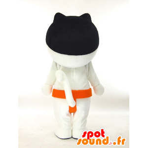 Valkoinen ja musta kissa maskotti, sumo Okayama - MASFR27309 - Mascottes Yuru-Chara Japonaises