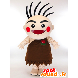 Hiepon mascot, Cro-Magnon man with a brown dress - MASFR27310 - Yuru-Chara Japanese mascots