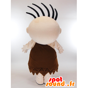 Mascotte de Hiepon, homme de Cro-Magnon avec une robe marron - MASFR27310 - Mascottes Yuru-Chara Japonaises
