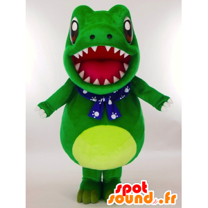 Mascotte de Saurusukun, dinosaure vert et jaune très mignon - MASFR27311 - Mascottes Yuru-Chara Japonaises