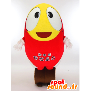 Mascotte de Hit-kun, bonhomme jaune et rouge, sur des roues - MASFR27312 - Mascottes Yuru-Chara Japonaises