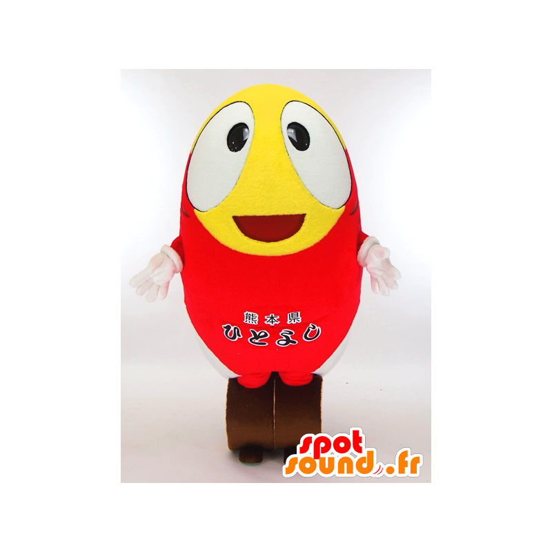 Hit-kun maskotti, keltainen ja punainen mies, pyörillä - MASFR27312 - Mascottes Yuru-Chara Japonaises